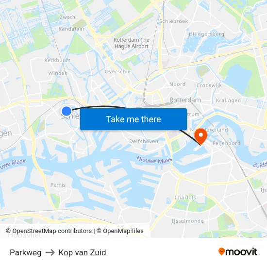 Parkweg to Kop van Zuid map