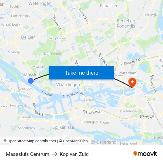 Maassluis Centrum to Kop van Zuid map