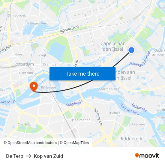 De Terp to Kop van Zuid map