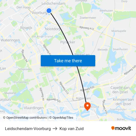 Leidschendam-Voorburg to Kop van Zuid map
