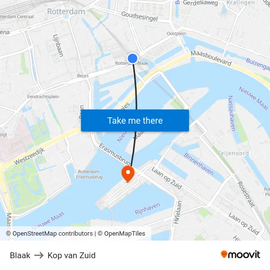 Blaak to Kop van Zuid map