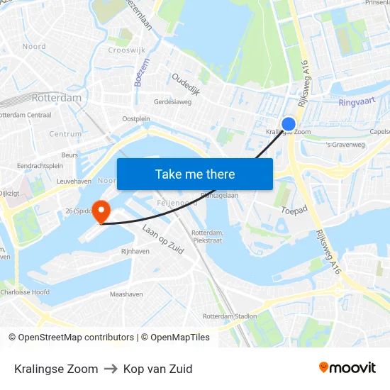Kralingse Zoom to Kop van Zuid map
