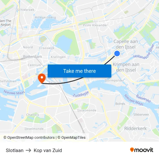Slotlaan to Kop van Zuid map