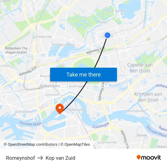 Romeynshof to Kop van Zuid map