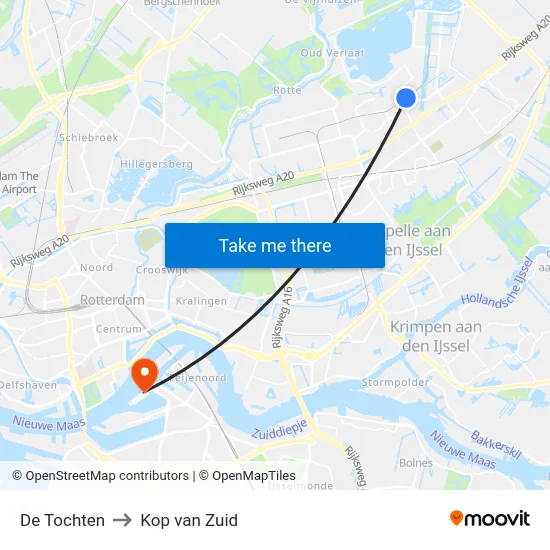 De Tochten to Kop van Zuid map