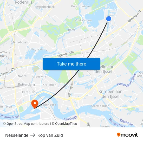 Nesselande to Kop van Zuid map