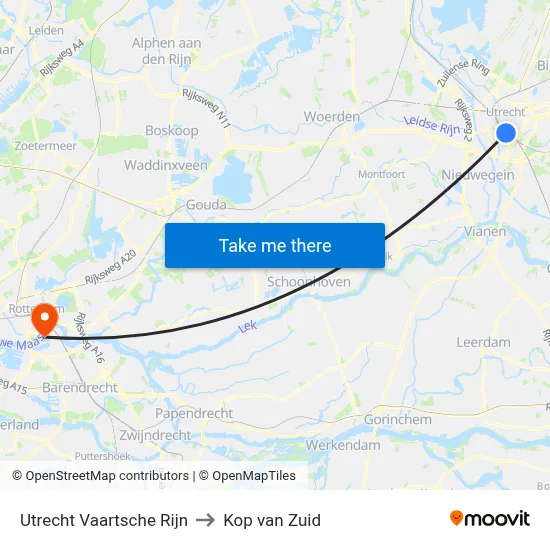 Utrecht Vaartsche Rijn to Kop van Zuid map