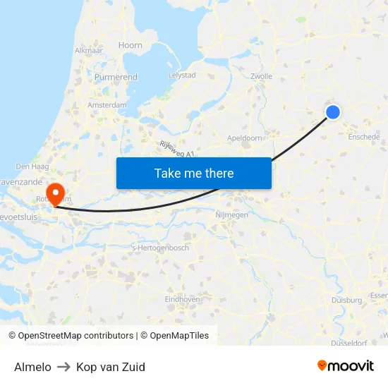 Almelo to Kop van Zuid map