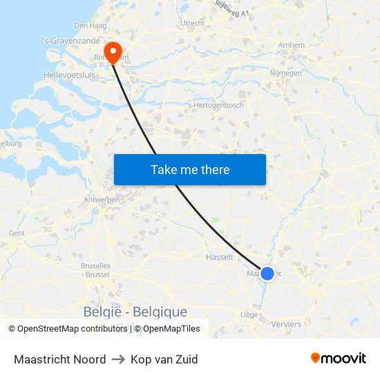 Maastricht Noord to Kop van Zuid map