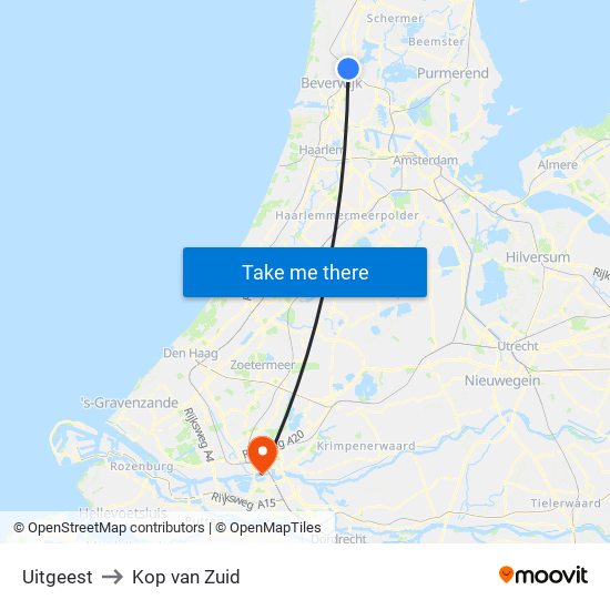 Uitgeest to Kop van Zuid map