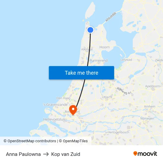 Anna Paulowna to Kop van Zuid map