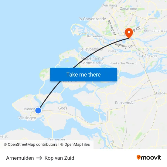 Arnemuiden to Kop van Zuid map