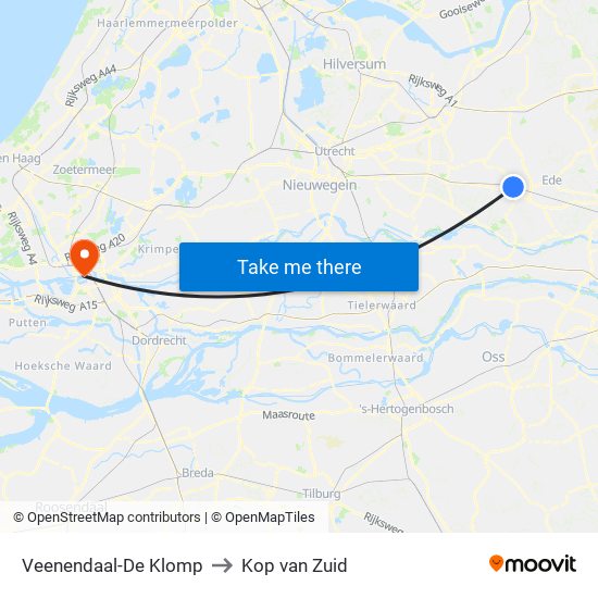 Veenendaal-De Klomp to Kop van Zuid map