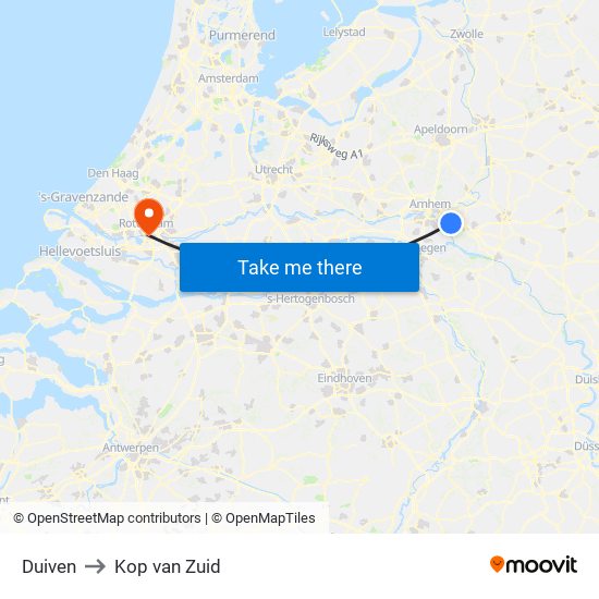 Duiven to Kop van Zuid map