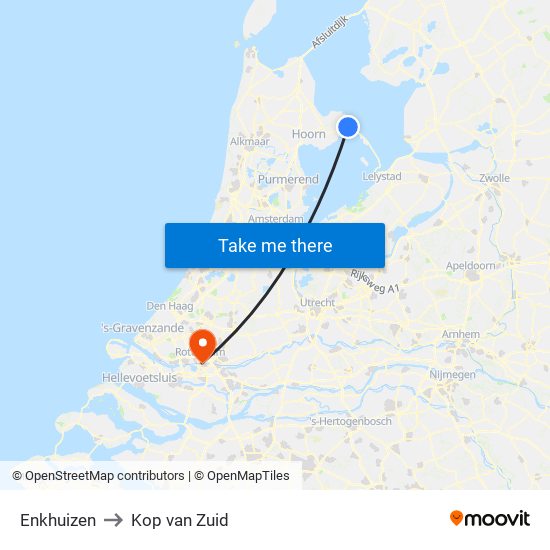 Enkhuizen to Kop van Zuid map