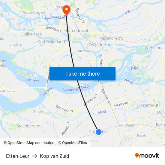 Etten-Leur to Kop van Zuid map