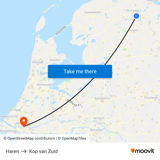 Haren to Kop van Zuid map