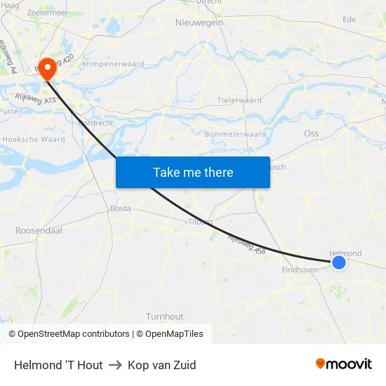 Helmond 'T Hout to Kop van Zuid map