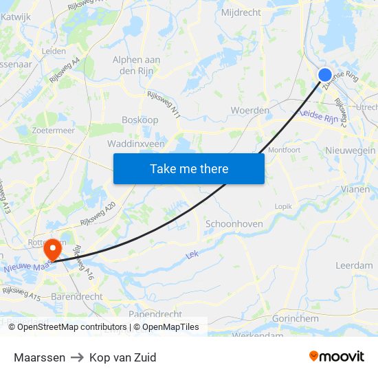 Maarssen to Kop van Zuid map