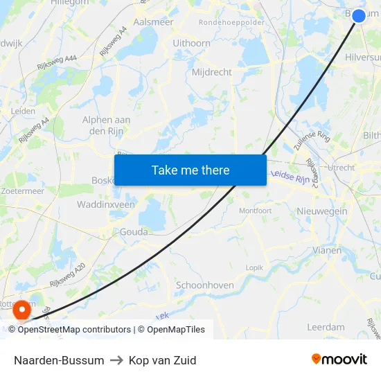 Naarden-Bussum to Kop van Zuid map