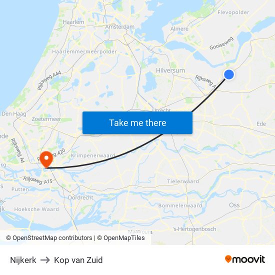 Nijkerk to Kop van Zuid map