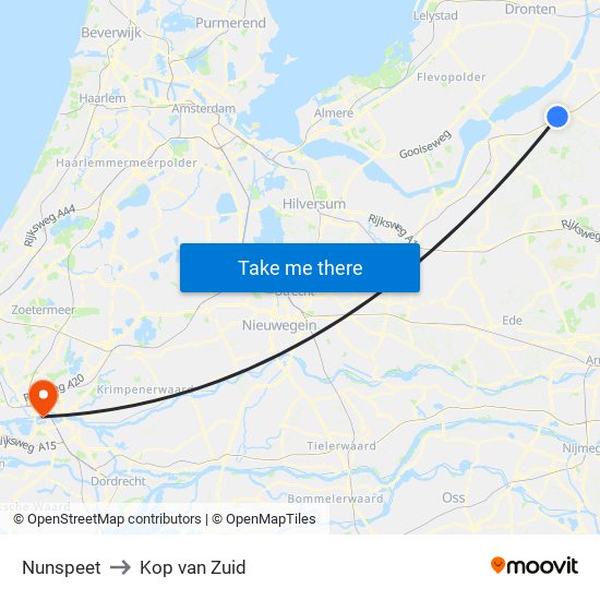 Nunspeet to Kop van Zuid map