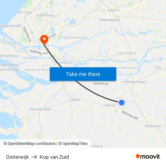 Oisterwijk to Kop van Zuid map