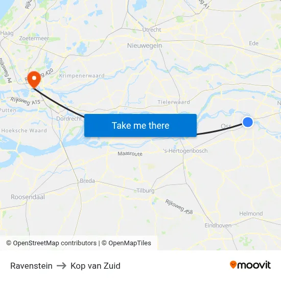 Ravenstein to Kop van Zuid map
