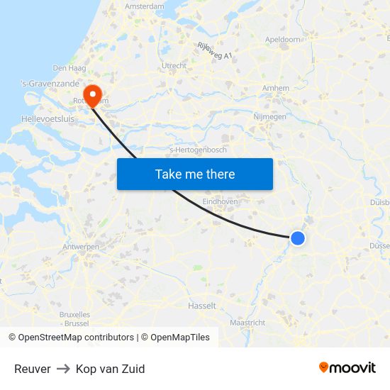 Reuver to Kop van Zuid map