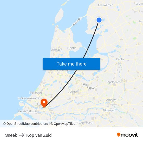 Sneek to Kop van Zuid map