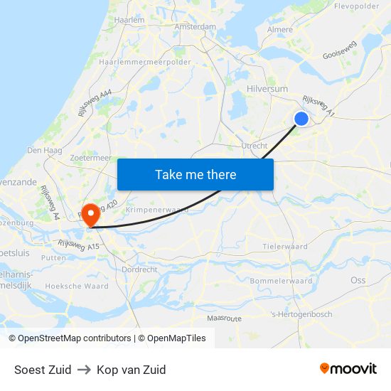 Soest Zuid to Kop van Zuid map