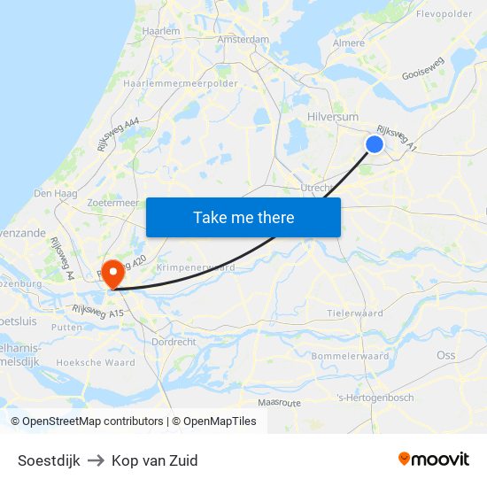 Soestdijk to Kop van Zuid map