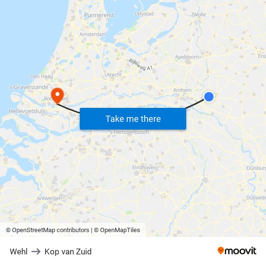 Wehl to Kop van Zuid map