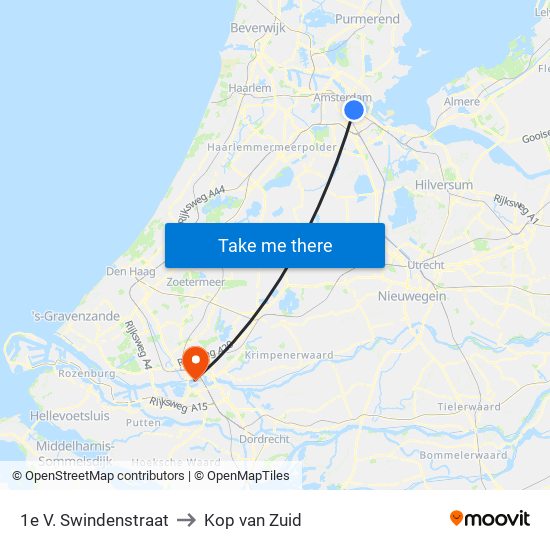 1e V. Swindenstraat to Kop van Zuid map