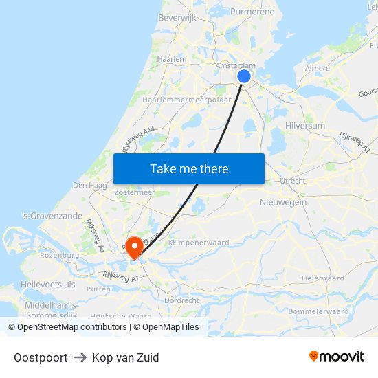 Oostpoort to Kop van Zuid map