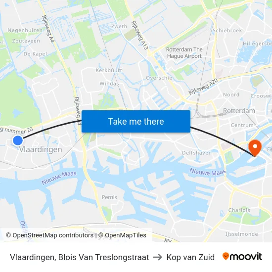 Vlaardingen, Blois Van Treslongstraat to Kop van Zuid map