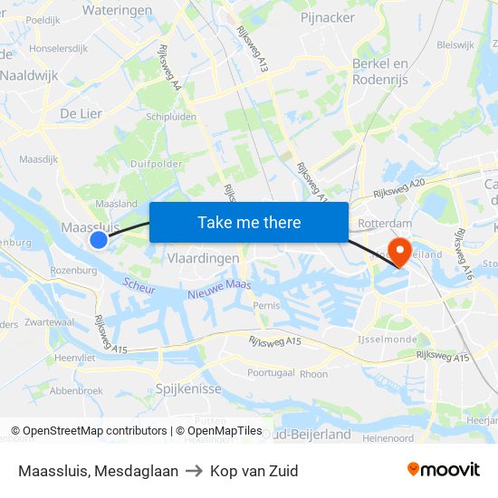 Maassluis, Mesdaglaan to Kop van Zuid map