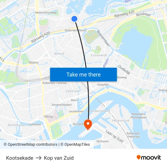 Kootsekade to Kop van Zuid map