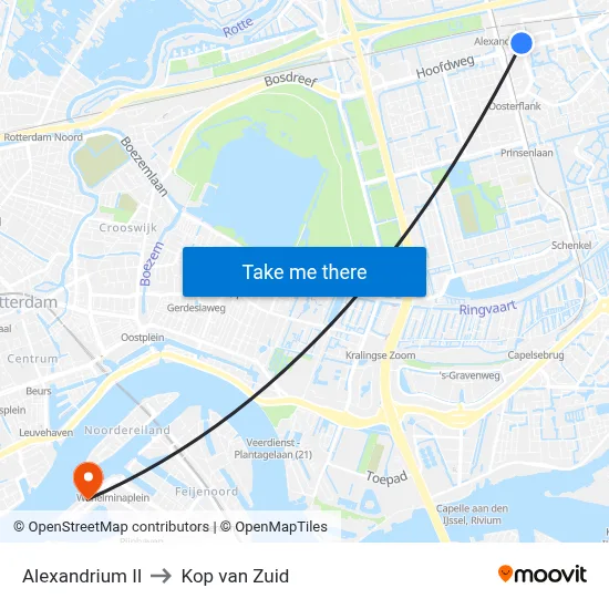 Alexandrium II to Kop van Zuid map