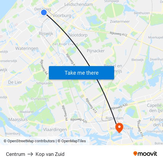 Centrum to Kop van Zuid map