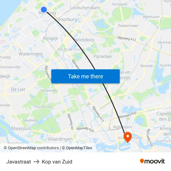 Javastraat to Kop van Zuid map