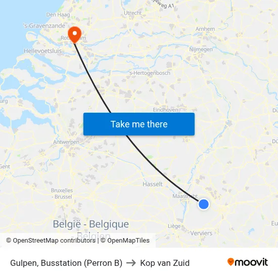 Gulpen, Busstation (Perron B) to Kop van Zuid map
