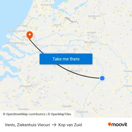 Venlo, Ziekenhuis Viecuri to Kop van Zuid map