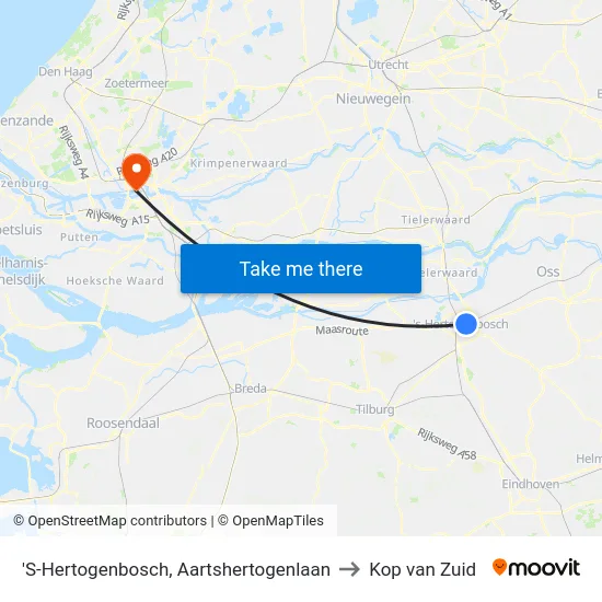 'S-Hertogenbosch, Aartshertogenlaan to Kop van Zuid map