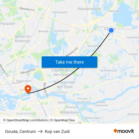 Gouda, Centrum to Kop van Zuid map