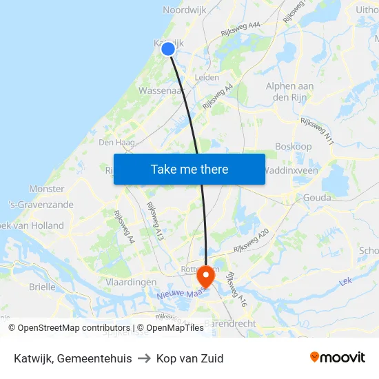 Katwijk, Gemeentehuis to Kop van Zuid map