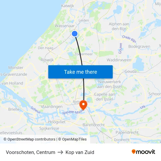 Voorschoten, Centrum to Kop van Zuid map
