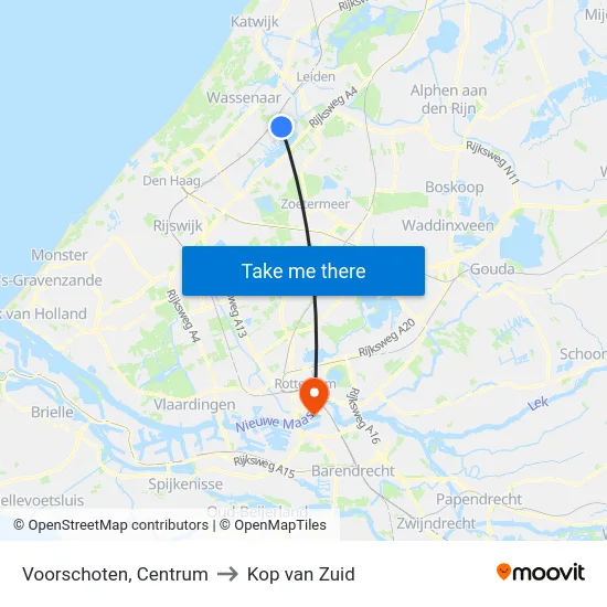 Voorschoten, Centrum to Kop van Zuid map