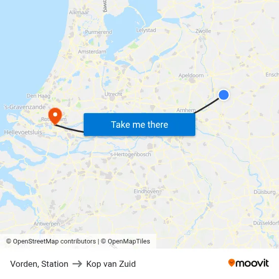 Vorden, Station to Kop van Zuid map