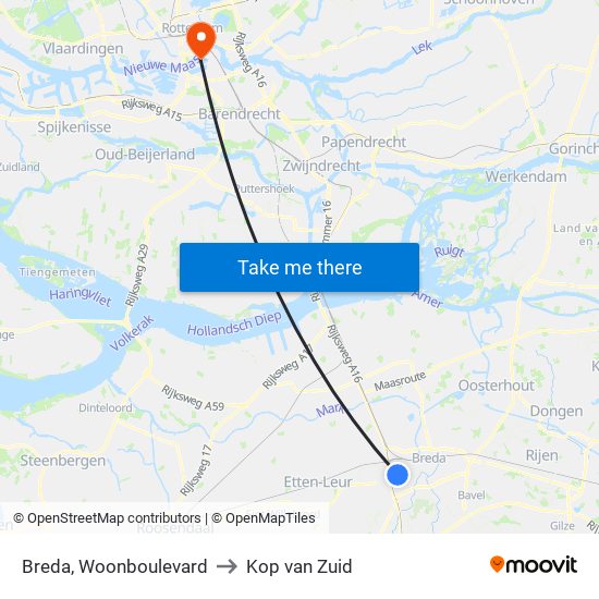 Breda, Woonboulevard to Kop van Zuid map